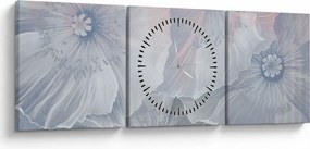 Kép - Kék virágok a falon (órával) (90x30 cm)