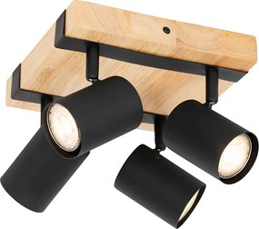 Okos mennyezeti spotlámpa fekete fa 4-lámpás állítható Wifi GU10 50mm - Jeana