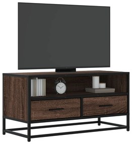 barna tölgy színű szerelt fa és fém TV-szekrény 80x34,5x40 cm