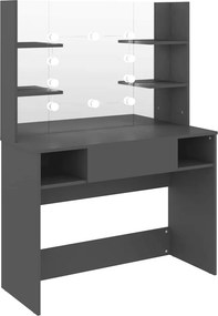 vidaXL szürke LED-es MDF sminkasztal 100 x 40 x 135 cm