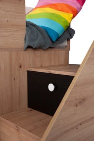 Kombinált gyerekágy 90 cm Sami 14 (artisan tölgy + matt fehér + fekete fogantyúk). 1085821