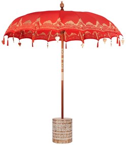 Balinéz Napernyő 260 Piros 210-220 cm Pamut és tömör fa