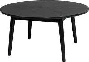 Fekete kerek dohányzóasztal tölgyfa dekorral ø 80 cm Fabio – White Label