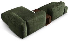 Zöld bársony moduláris sarokkanapé (jobb oldali-heverő résszel) Martina – Micadoni