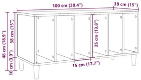 kézműves tölgy színű szerelt fa hanglemezszekrény 100x38x48 cm