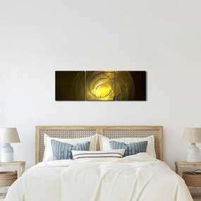 Sárga absztrakt spirál képe (órával) (90x30 cm)