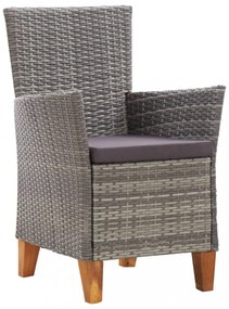 2 db szürke polyrattan kerti szék párnával