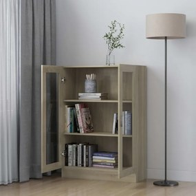 sonoma tölgy színű szerelt fa vitrinszekrény 82,5x30,5x115 cm