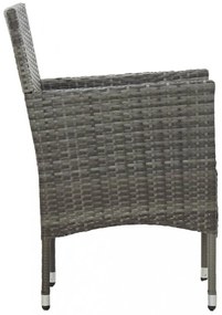 3 részes szürke polyrattan és akácfa kerti étkezőgarnitúra