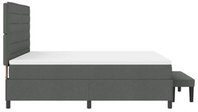 vidaXL Box Spring Ágy Mattal és Pad Sötétszürke 180x200 cm Szövet