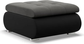 Tokio puff, bársony + műbőr, szürke - fekete