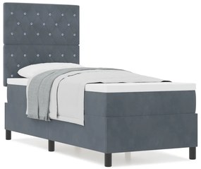 Boxspring Ágy Matraccal Sötétszürke 80x200 cm Bársony