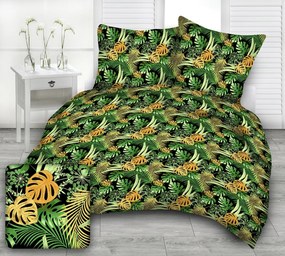 Monstera zöld pamut ágynemű DeLuxe Ágynemű mérete: 140x200 cm, A csomag tartalma: Készletcsomagolás