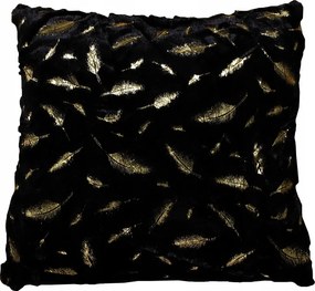 Párnahuzat betéttel fekete plüss 45x45 toll arany