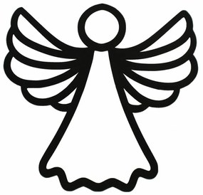 Angel silhouette karácsonyi fali fa dekoráció fekete, 35 x 35 cm