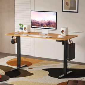 CSOMAGAJÁNLAT | LVN System Lite elektromos asztal + forgószék szett | Tölgy-fekete 140x60cm elektromosan állítható magasságú íróasztal + fekete forgószék