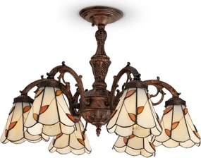 Brilagi - Tiffany vitrázs felületre szerelt csillár FOLIA 6xE27/60W/230V átmérő 60 cm