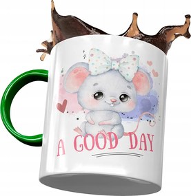 Zöld bögre egérrel Aranyos Ajándék Nyomtatott Fotóval