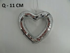 Karácsonyfadísz Ezüst Szív Diszkó Karácsonyfára 11cm Ezüst