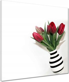 Vászonkép 40x40 Csíkos váza Tulipánok