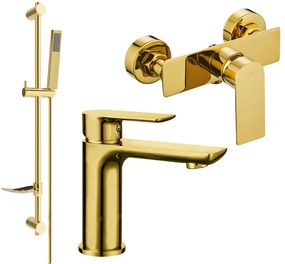 Mexen Alfa DF02 zuhany- és mosdócsap zuhanygarnitúrával, arany, 745704DF02-50