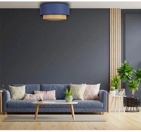 Duolla - Mennyezeti lámpa BOHO 1xE27/15W/230V átm. 45 cm kék/rattan