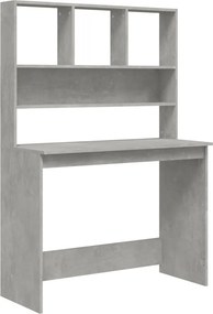vidaXL betonszürke szerelt fa íróasztal polcokkal 102 x 45 x 148 cm