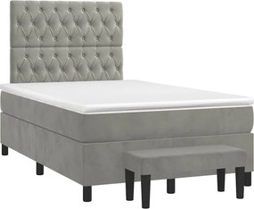 vidaXL világosszürke bársony rugós ágy matraccal 120 x 190 cm