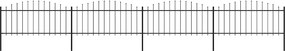 vidaXL fekete acélkerítés lándzsás tetejű 714,5 x 75 cm