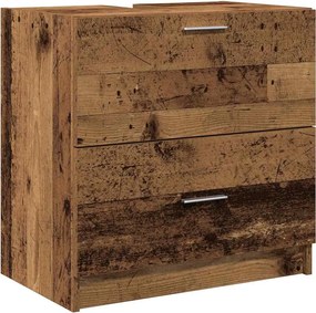 vidaXL Fürdőszoba Székény fiókkal Öreg fa 59 x 37 x 59 cm Faanyag