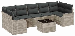 vidaXL Kerti Kanapé Szett párnával 8 pcs Világosszürke és Sötétszürke