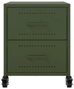 2 db olívazöld acél éjjeliszekrény 36x39x43,5 cm