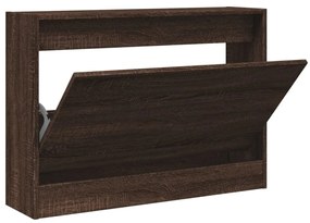 barna tölgyszínű szerelt fa cipőszekrény 80 x 21 x 57 cm