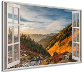 Gario Vászonkép Nyitott ablak Színes völgy Méretek: 120 x 80 cm