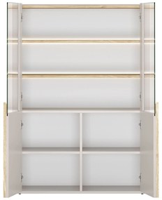 Amilio vitrin 100 cm - kasmír / olajozott tölgy / világos tölgy fogantyú