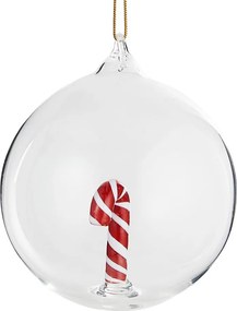 HANG ON  üveg karácsonyfadísz Ø 9cm ,cukorpálca