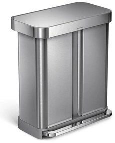 Rozsdamentes acél pedálos szemetes szelektív hulladékhoz 58 l Dual - simplehuman