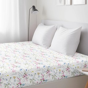 Goldea pamut körgumis lepedő - festett réti virágok 80 x 200 cm