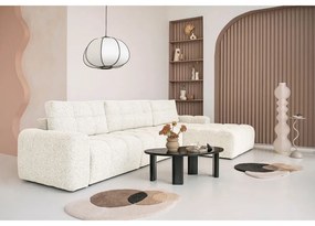 Krémszínű kinyitható tárolóhelyes moduláris sarokkanapé (jobb oldali) Lulu – Miuform