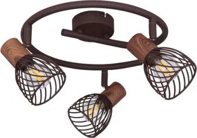 Globo 54817-3 Spot fém rozsdabarna sötét fa megjelenésű betéttel. Ø:280, H:160, exkl. 3xE14 40W 230V