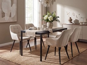 Étkezőfotel VARSI VELVET fekete lábakkal, bézs