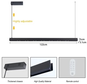 Immax NEO 07306L-LED dimmelhető kábeles csillár MADEIRA 26 W/230 V Wi-Fi Tuya 122 cm fekete