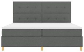 Boxrugós ágy fejtámlával Sötétszürke 200 x 200 cm szövet