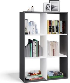 Malax 2x3 polc, 110x75x30 cm, antracit-fehér