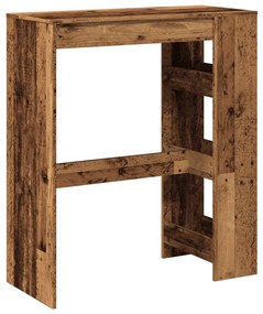 antik fa színű szerelt fa bárasztal tárolókkal 90x40x103,5 cm