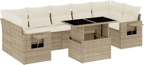 vidaXL 8 részes bézs polyrattan kerti ülőgarnitúra párnával