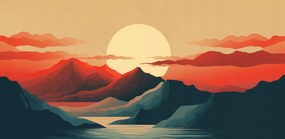 Poszter 91,3x44,5cm Naplemente a hegyek felett