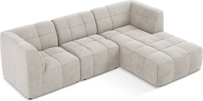 Bézs bársony sarokkanapé (jobb oldali-heverő résszel) Aloha – Makamii