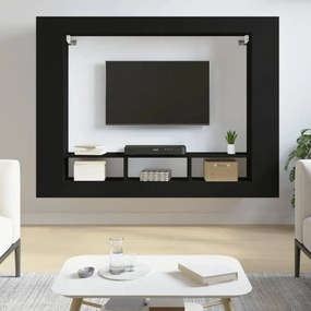 Fekete szerelt fa TV-szekrény 152 x 22 x 113 cm