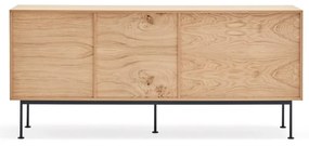 Yoko antracitszürke komód tölgyfa dekorral, szélesség 180 cm - Teulat